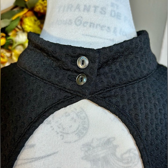 FREE PEOPLE Flirt & Flare Black Whimsy Goth Open Back Textured Mini Dress Sz M - Picture 6 of 11